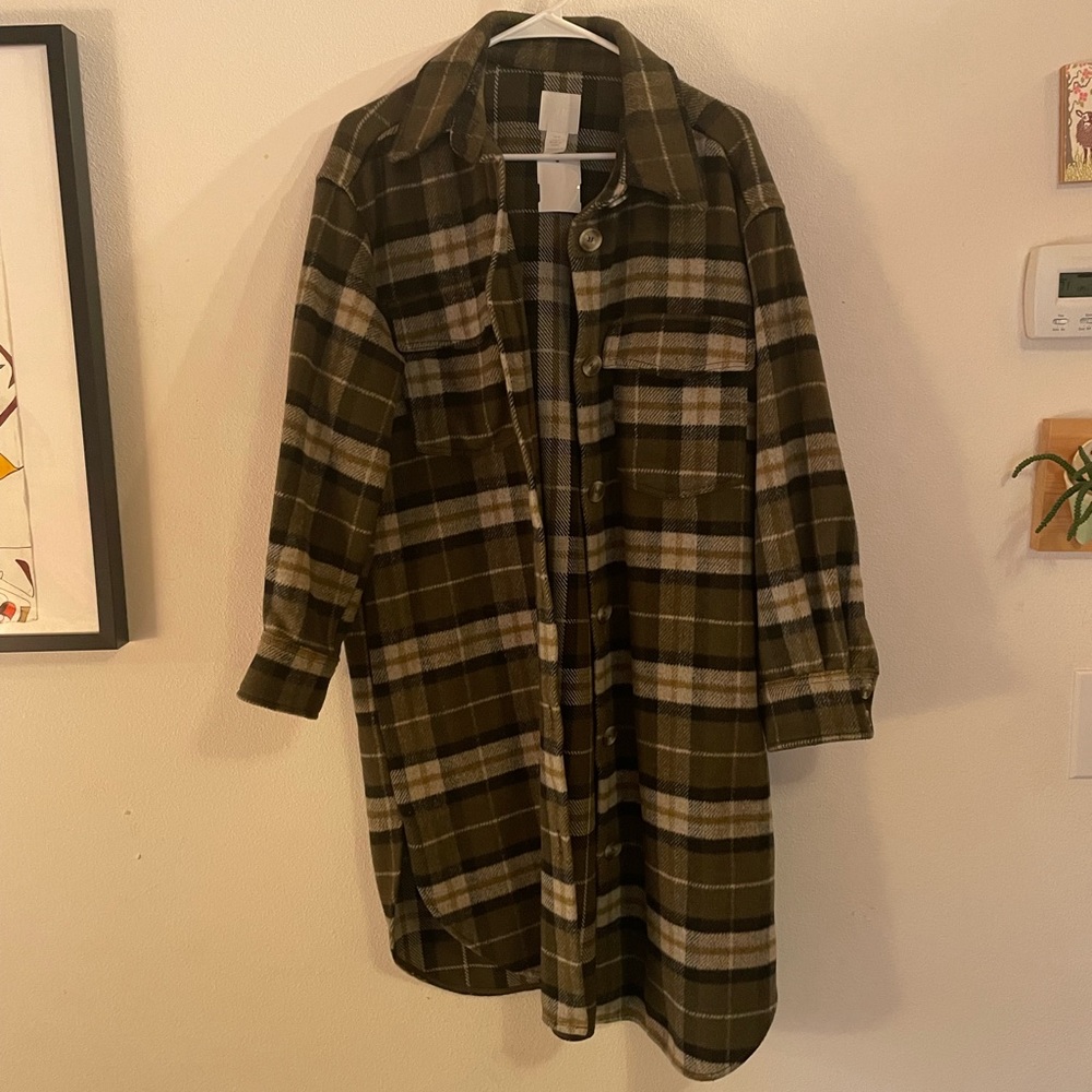 Plaid trench long coat
